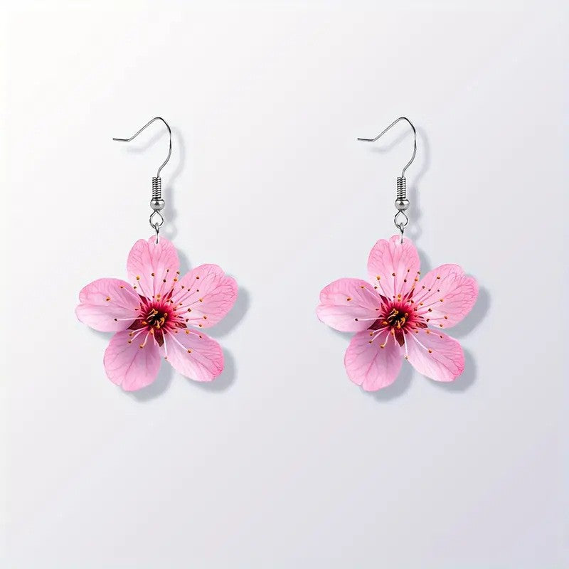 Wholesale Cherry Blossom Flower Acrylic Earrings