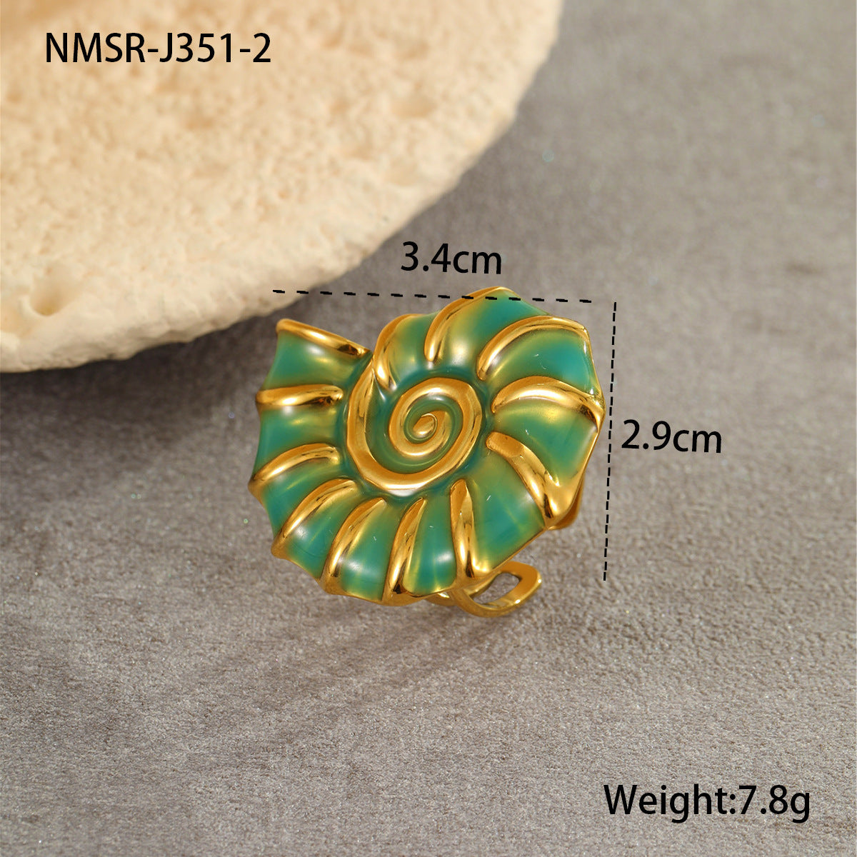 Wholesale Ocean Style Conch Color Oil Drop Stainless Steel Rings