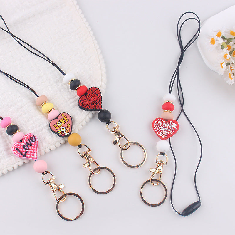 Wholesale  Cartoon Valentine's Day Love Silicone Creative DIY Beaded Pendant Necklace
