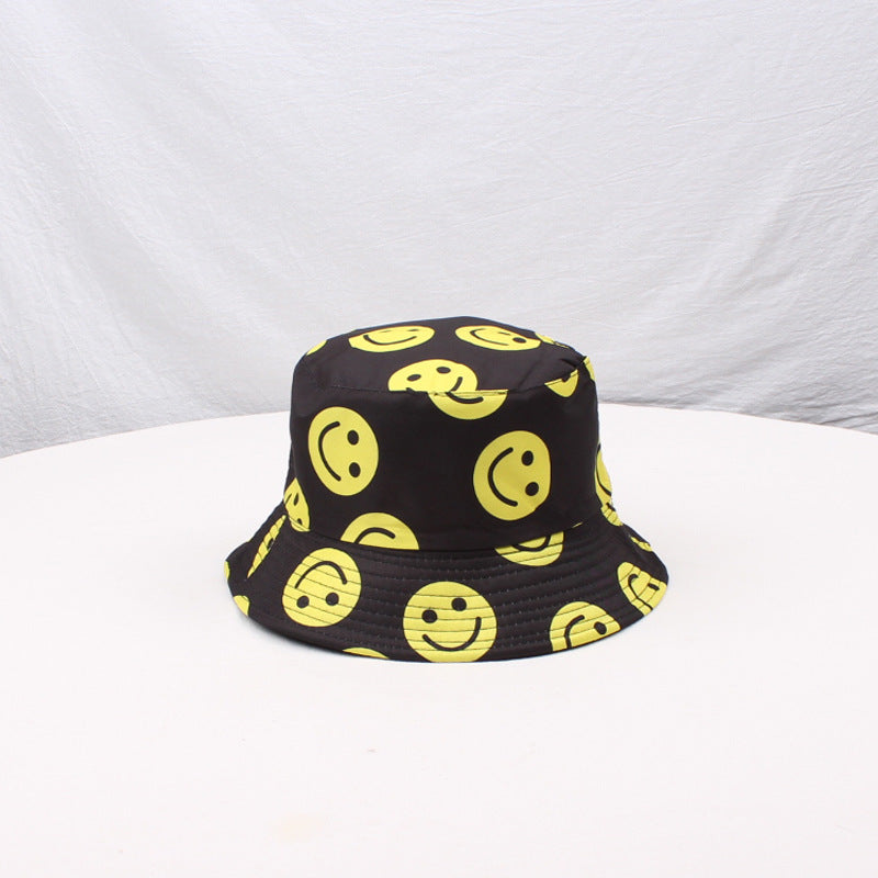 Wholesale Smiley Printed Large-brimmed Fisherman's Hat Basin Hat Bucket Hat