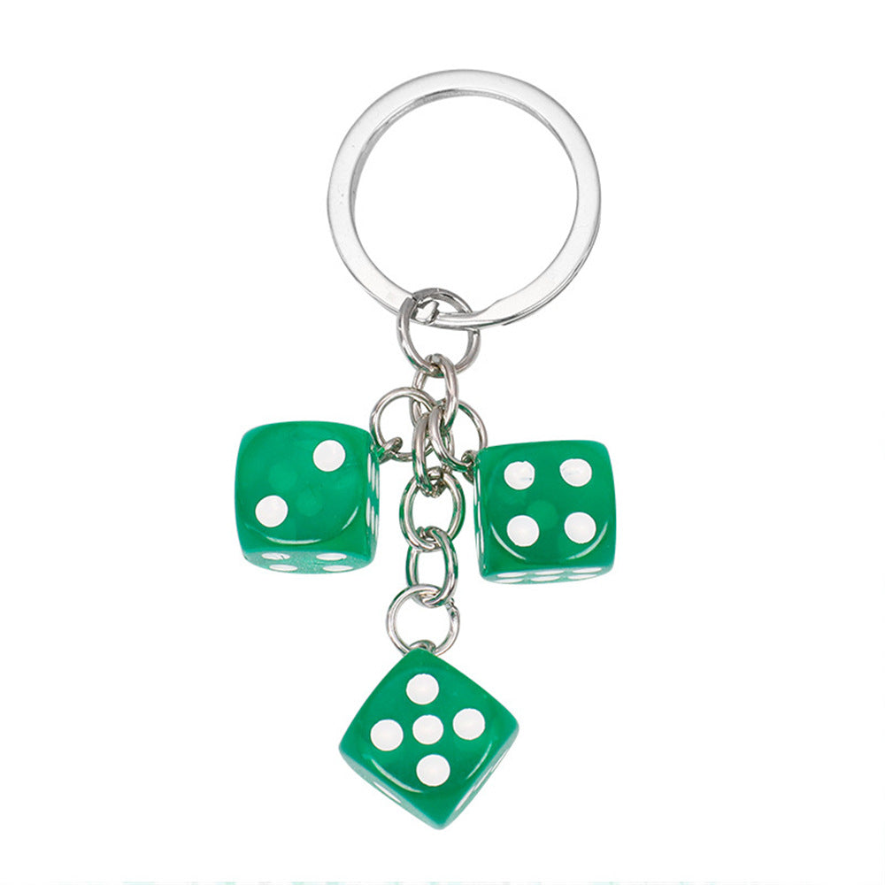 Wholesale Creative Resin Dice Keychain Bag Charm - Black,  Cross/ Crown/ Roman Numeral Pattern,  Chic Car Key Accessory