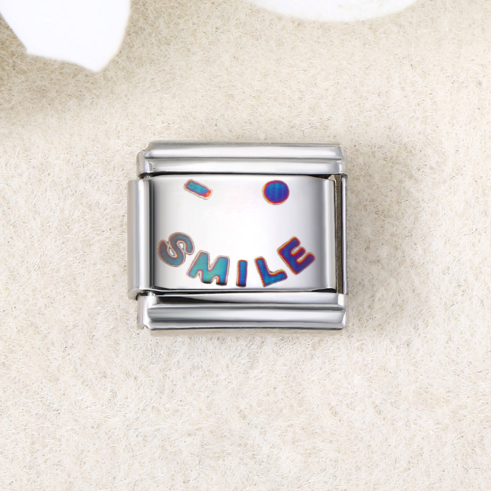 Wholesale  Italian Charm Bracelet 9mm DIY UV laser Creative Stainless Steel Composable Bracelet