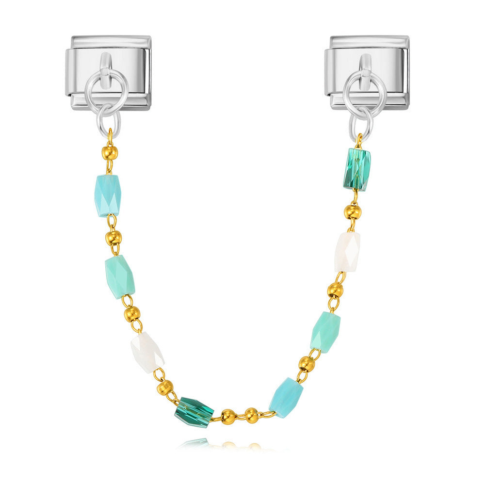 Wholesale Italian Charm Bracelet 9mm DIY Splicing Double Hanging Pendant Stainless Steel Composable Bracelet