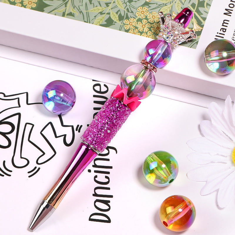 Wholesale 100pcs Colorful Round Beads UV Electroplating Acrylic Beads DIY Bead Pen Jewelry Accessories ACC-BDS-BLG032