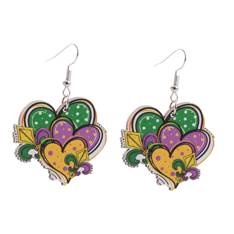 Wholesale  Carnival wooden earrings carnival truck clown hat earrings holiday earrings