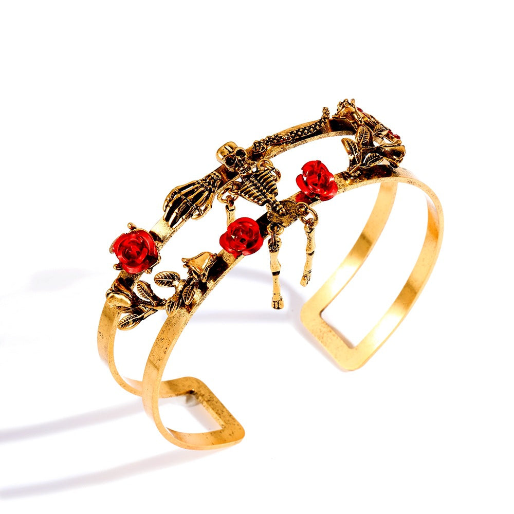 Wholesale Fashion Punk Skull Snake Arm Cuff Antique Silver Alloy Resale Jewelry Accessory