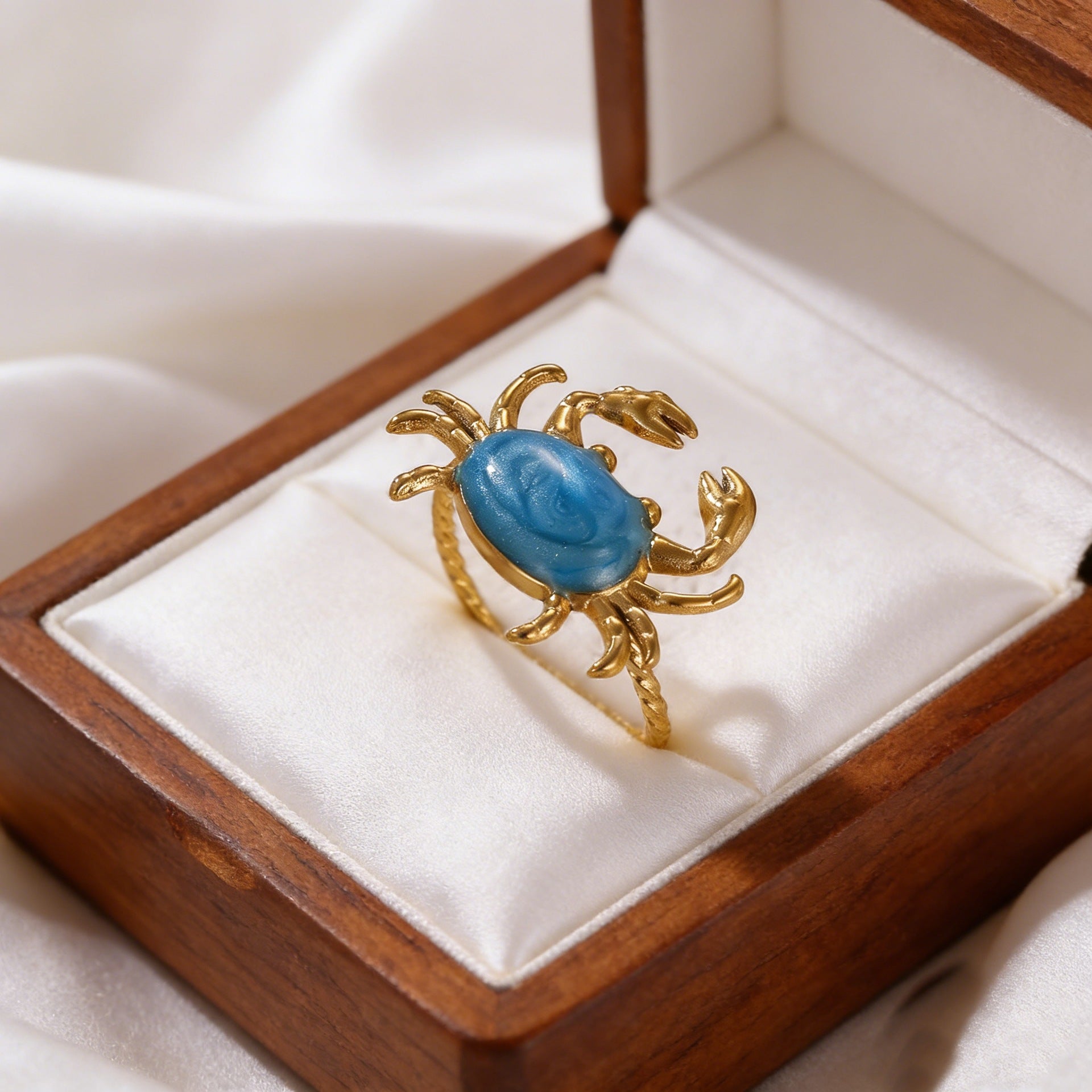 Wholesale Crab Shaped Open Ring Drip Oil Stainless Steel Fashion Accessory Gift