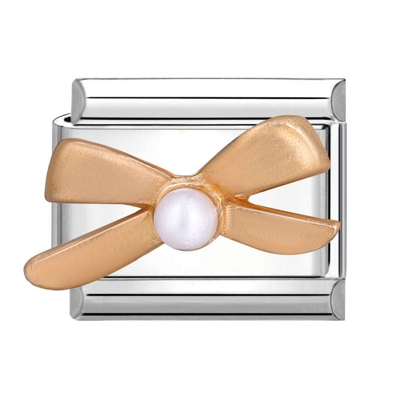 Wholesale Italian Charm Bracelet 9mm DIY Splicing Bow Stainless Steel Composable Bracelet