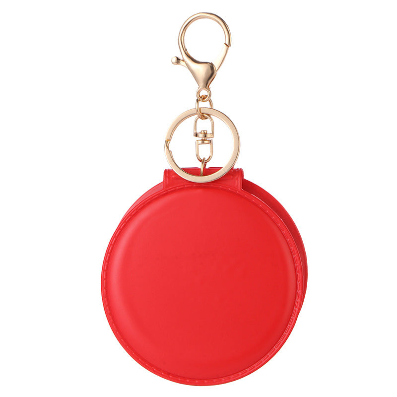 Wholesale Trendy PVC Folding Keychain Mirror Portable Round Makeup Mirror Compact Key Ring Gift Boutique Resale