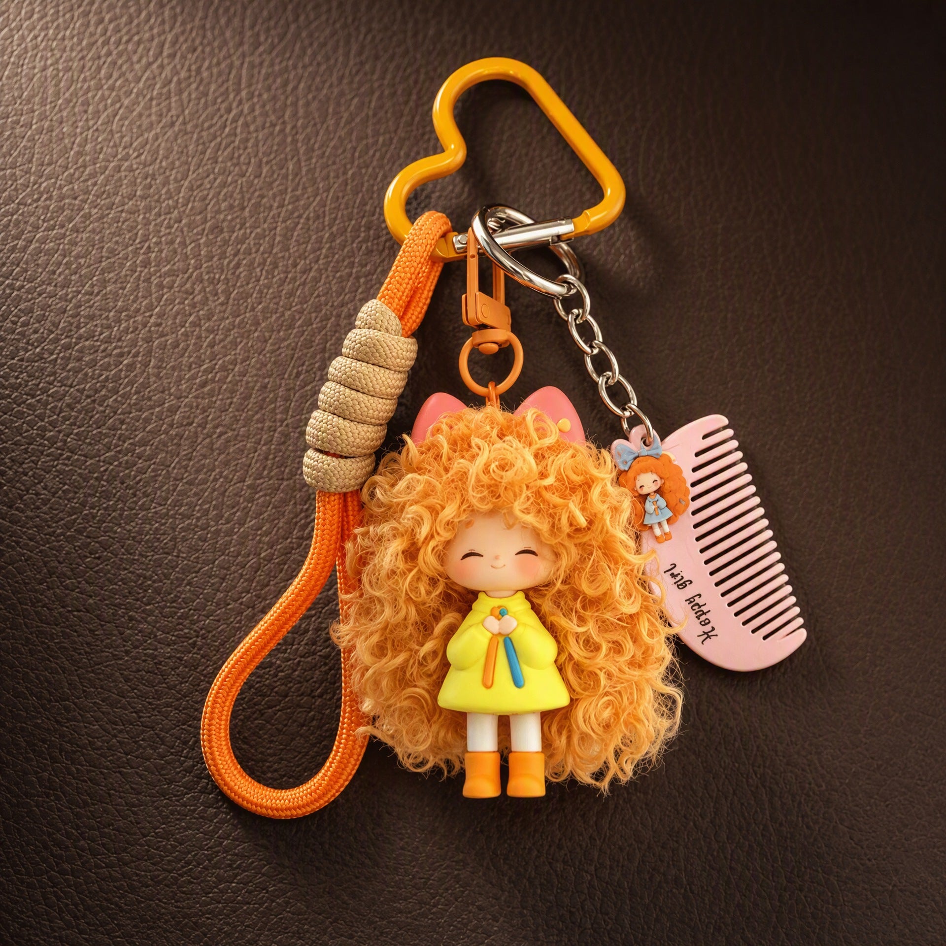 Wholesale Trendy Cartoon Girl Keychain Pendant Cute Fuzzy Hair Charm For Backpack Phone Purse