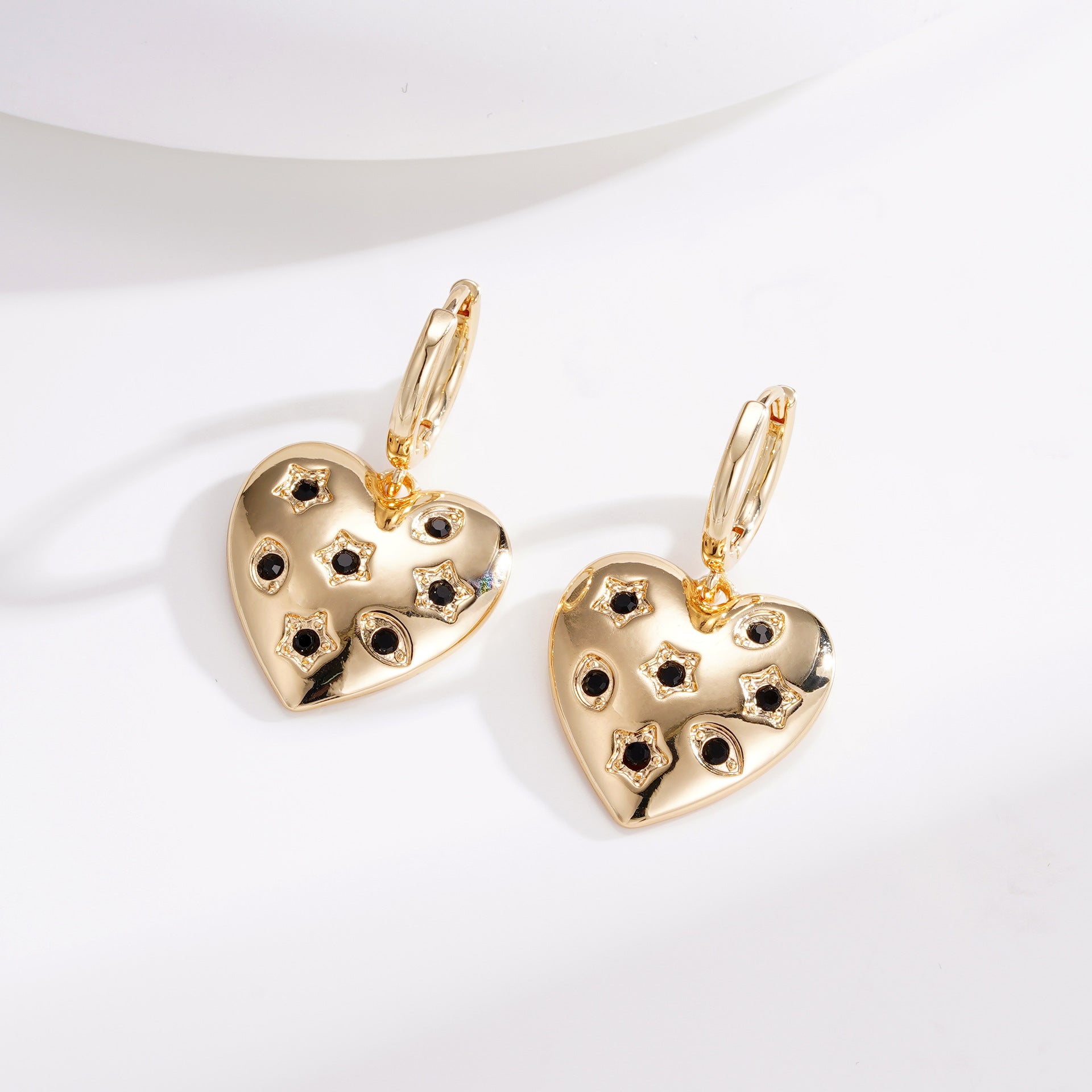 Wholesale copper plated gold inlaid zircon love earrings