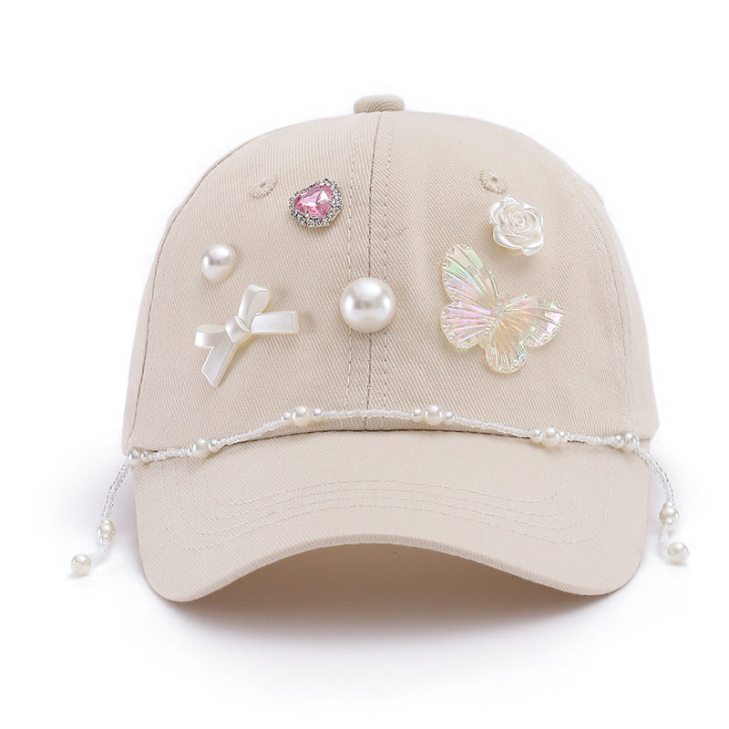 Wholesale  baseball cap fashion diamond butterfly children's hat cap