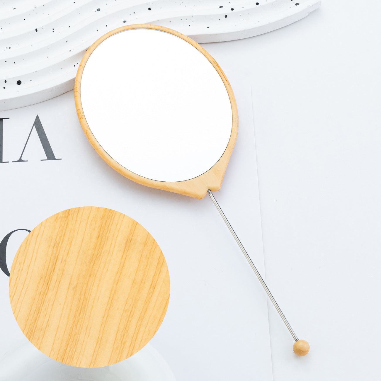 Wholesale  DIY Beaded Oval Wood Grain Mirror