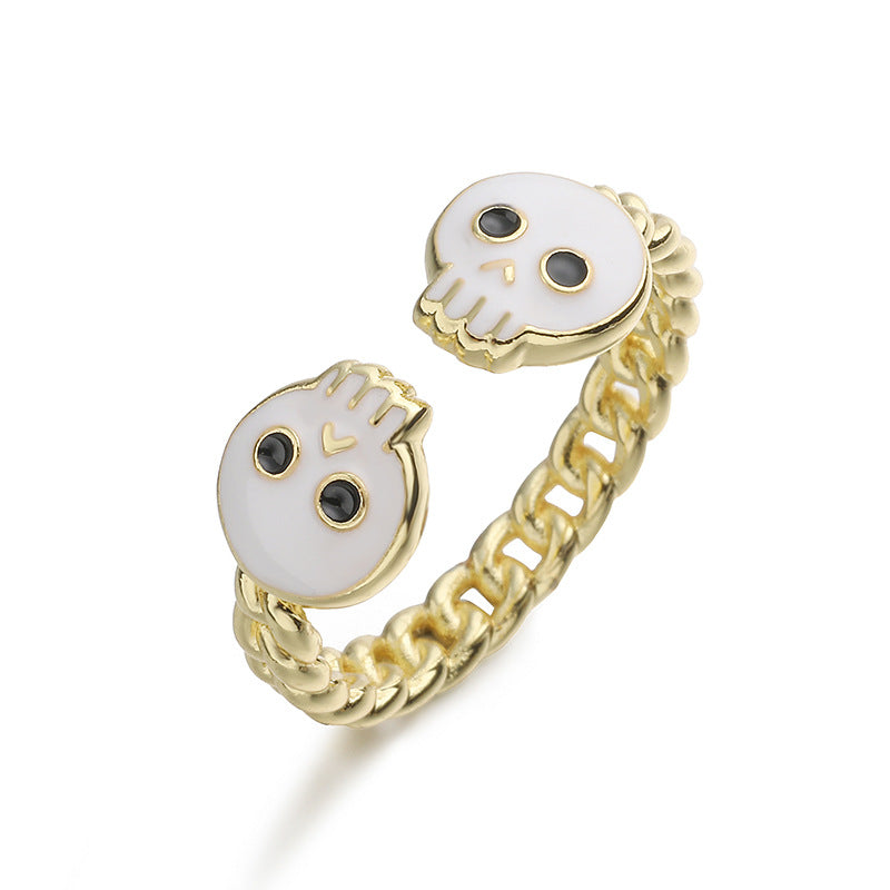 Wholesale Copper Drip Oil Pumpkin Ghost Face Ring  Funny Jewelry Accessory