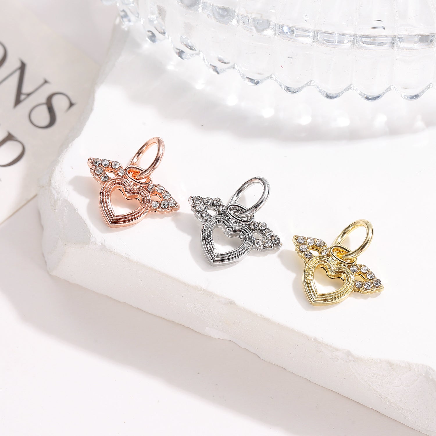 Wholesale 20PCS Angel Wings Heart charms