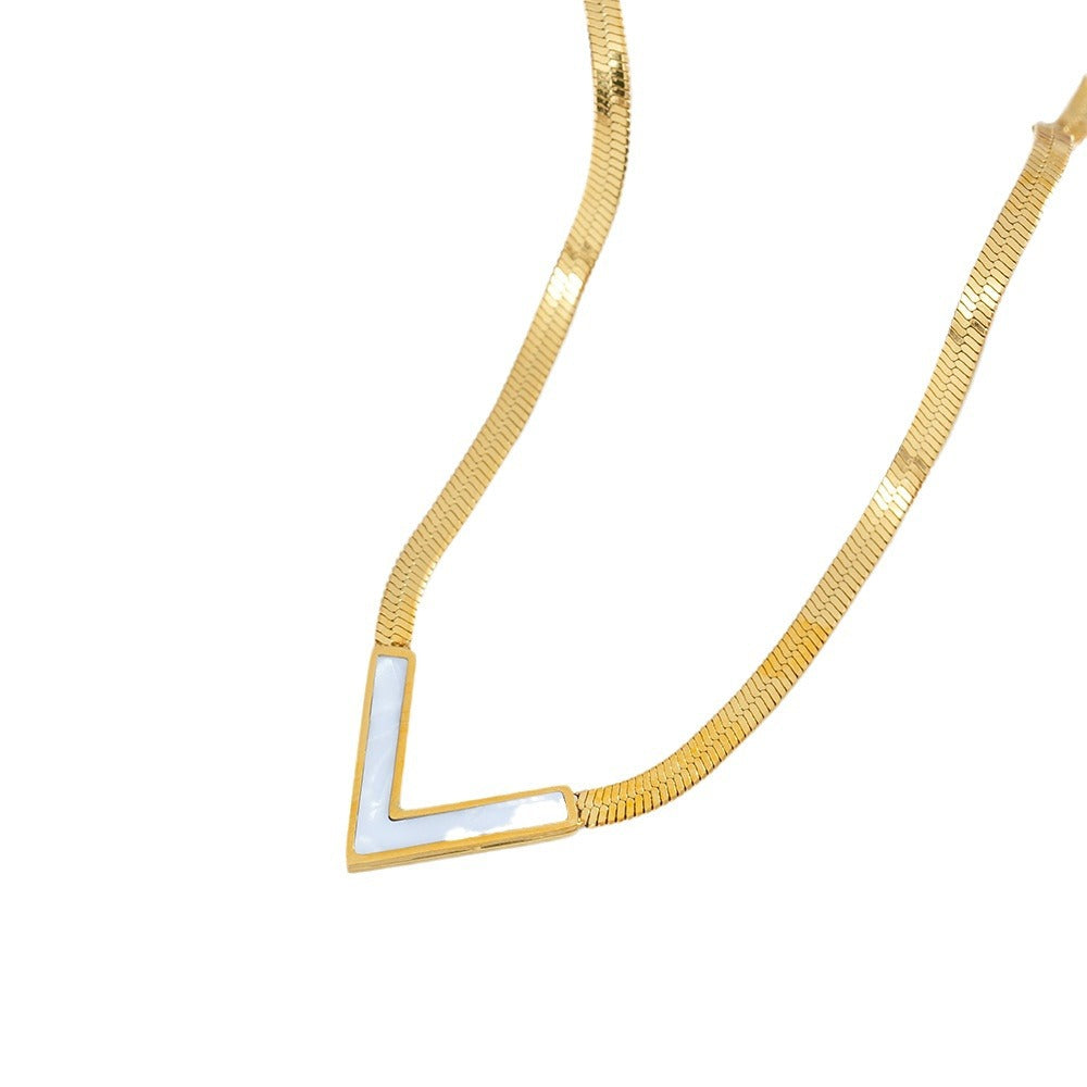 Wholesale Trendy V-Shaped Titanium Steel Necklace Snake Bone Chain Fashion Accessory for Boutique Resale