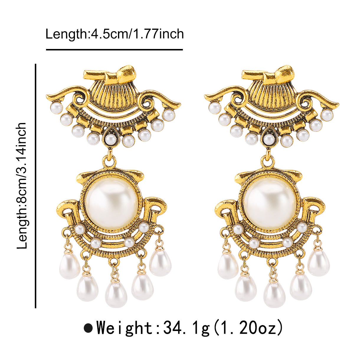 Wholesale Creative Retro Palace Style Alloy Earrings Pearl Earrings