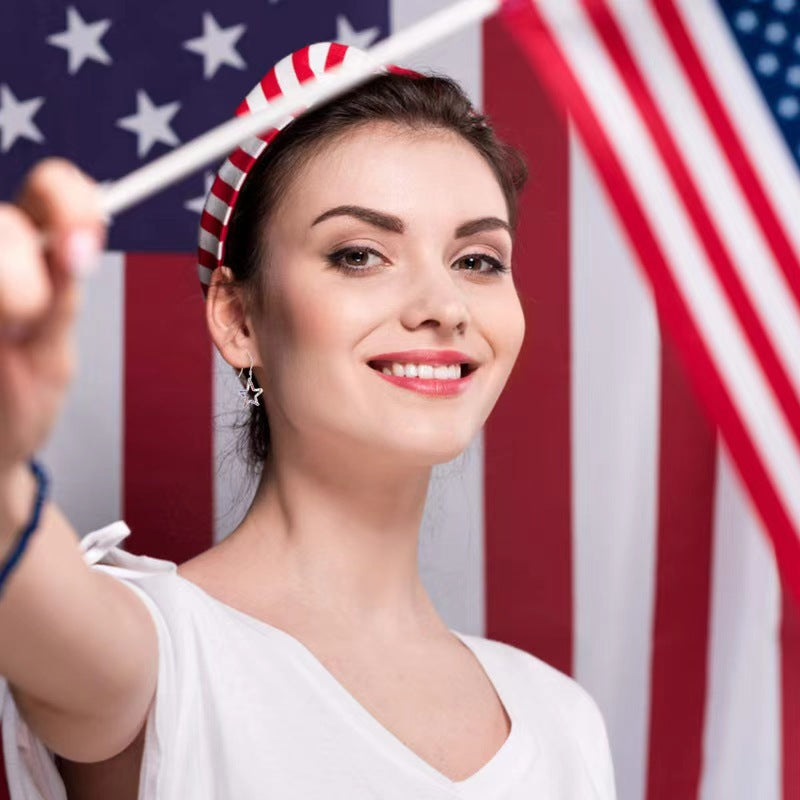 Wholesale  American Independent Day Earrings  Five-pointed Star Alloy Ear Hooks