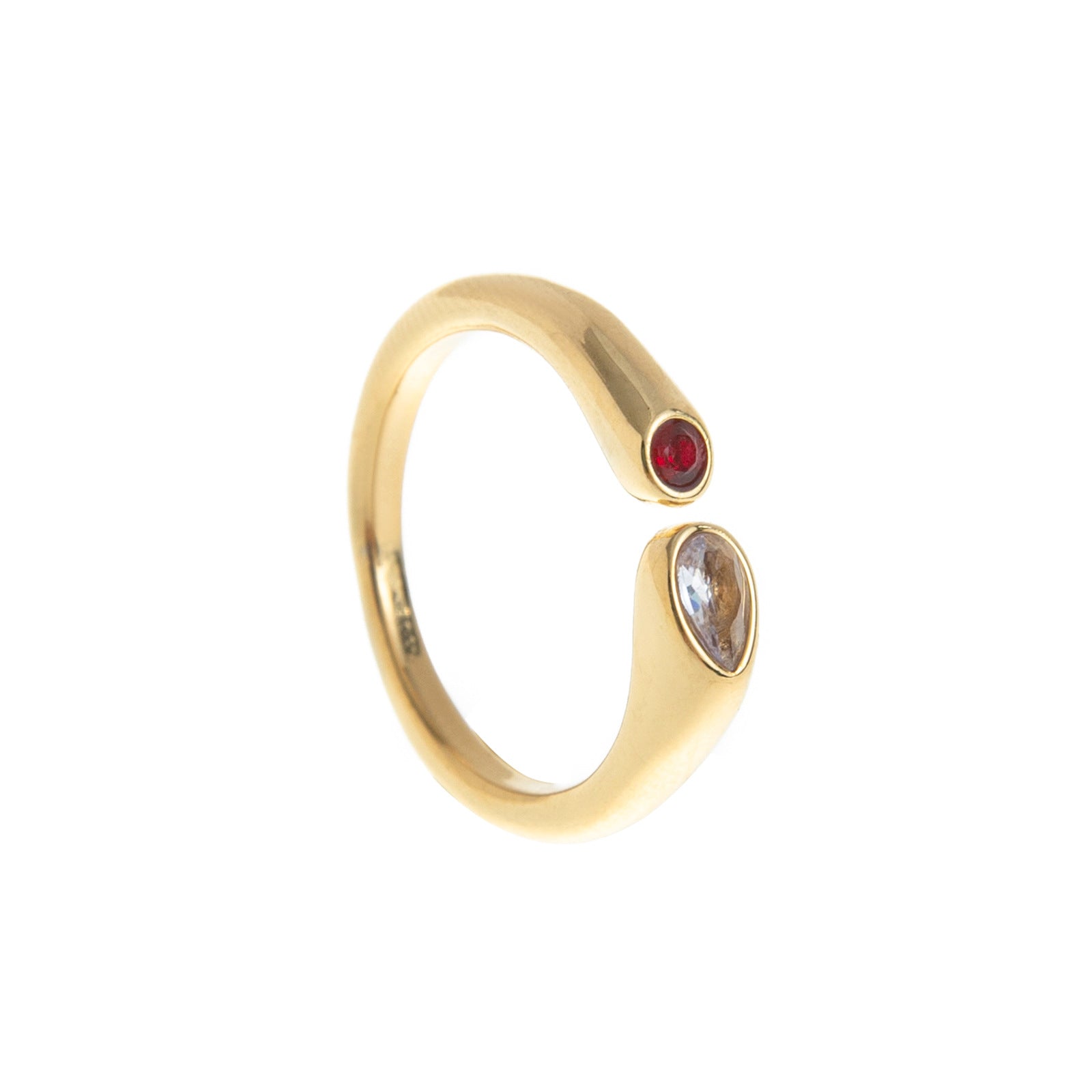 Wholesale Trendy Birthstone Ring Titanium Steel Gold Plated Geometric Oval Adjustable Fashion Accessory Resale