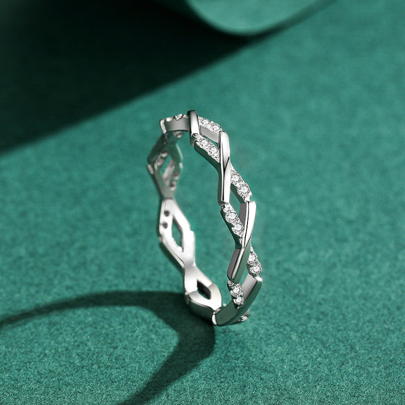 Wholesale s925 Sterling Silver Ring Simple Micro-inlaid Geometric  Finger Ring