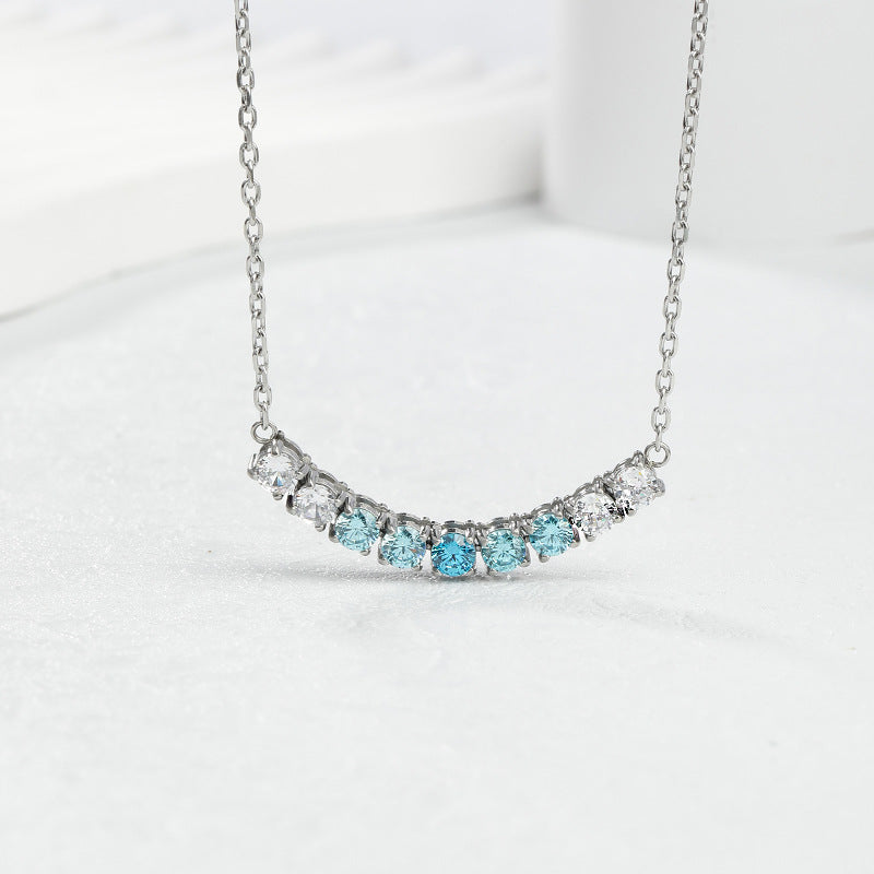 Wholesale  fashion clavicle chain color gradient round tennis necklace