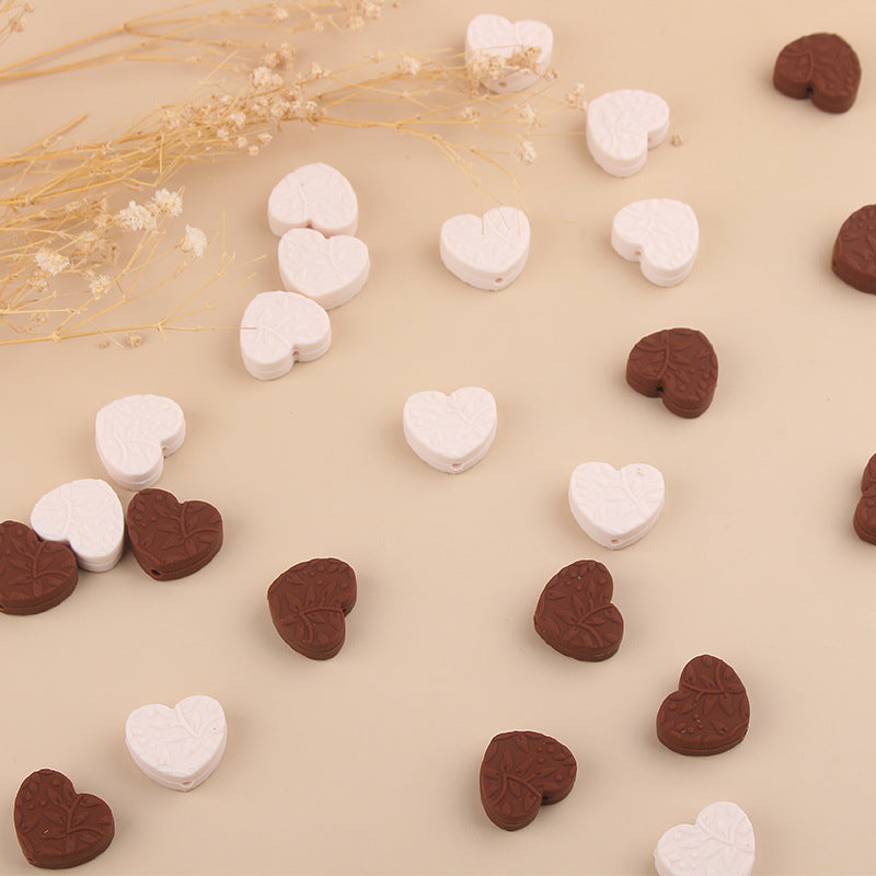 Wholesale 5pcs Silicone Printed Heart Focal Beads ACC-BDS-GuangTian029