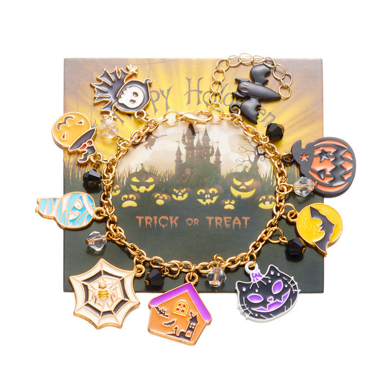 Wholesale  Halloween Series Jewelry Ghost Pumpkin Car Pendant Bracelet