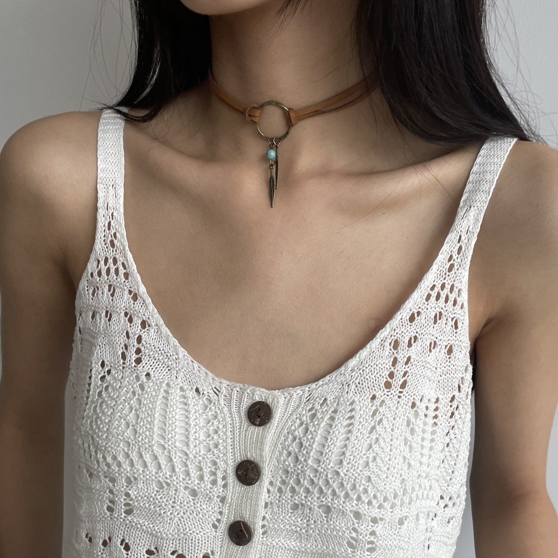 Wholesale Homemade Bohemian Style Leaf Turquoise Necklace