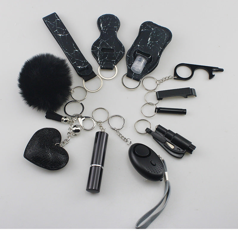 Wholesale Rhinestone Love Lipstick Set Bottle Opener Hair Ball Whistle Keychain Set ACC-KC-TMS003