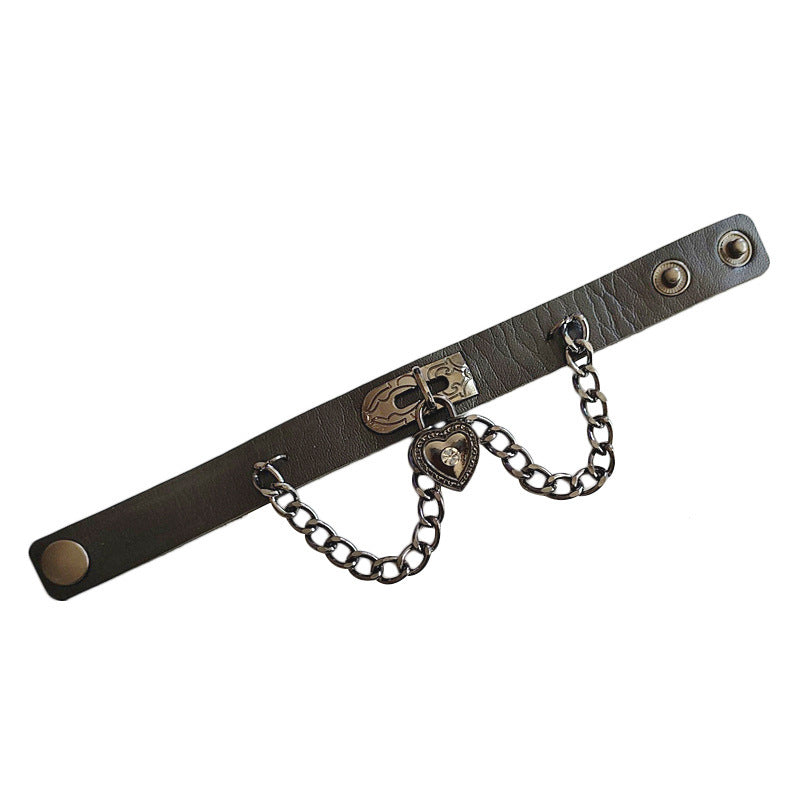 Wholesale Punk Heart Lock Leather Bracelet