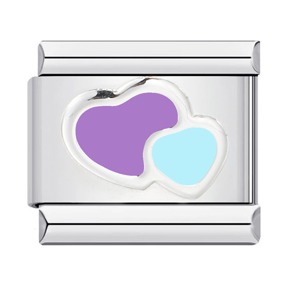 Wholesale Italian Charm Bracelet 9mm DIY Splicing Colored Oil-Drip Petals Stainless Steel Composable Bracelet