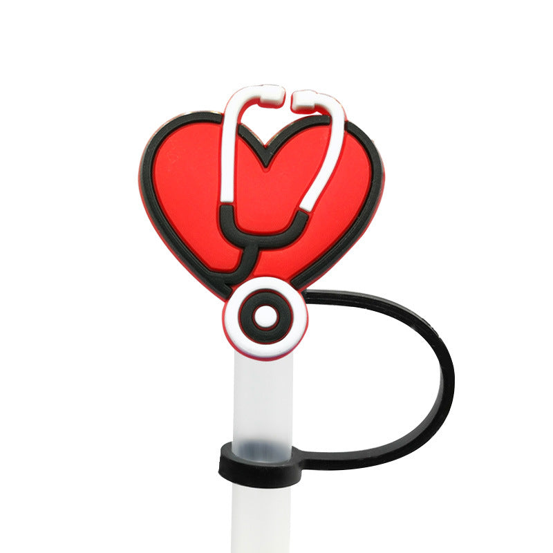 Wholesale 10pcs New Medical Dust Plug Cute Cartoon Straw Cover Straw Tube Cap ACC-SCR-YiBang003