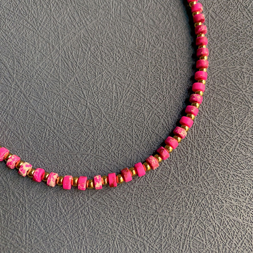 Wholesale Natural Stone Colored Necklace Clavicle Chain Handmade Beaded Multi-color Stacked Neck Necklace Choker Necklace ACC-NE-Yazhi002