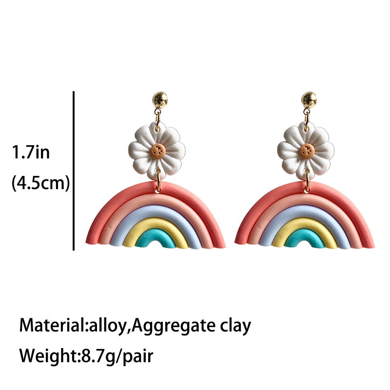 Wholesale 2 pairs/ pack Polymer clay rainbow  flower stud earrings