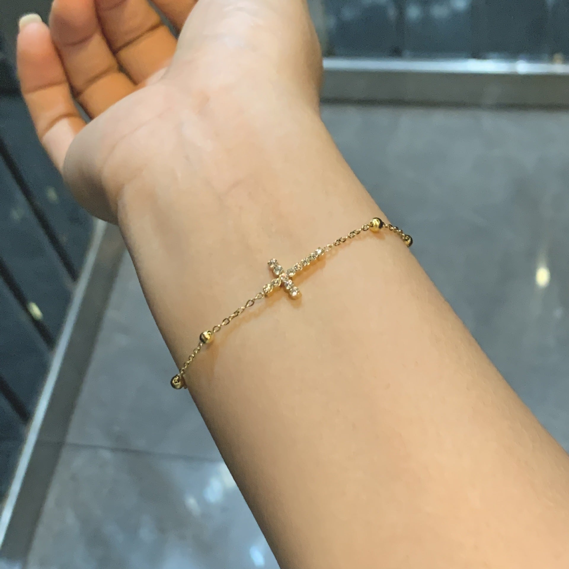Wholesale Titanium Steel Cross Pendant Bracelet For Women Zircon Stones Everyday Wear Fashion Accessory