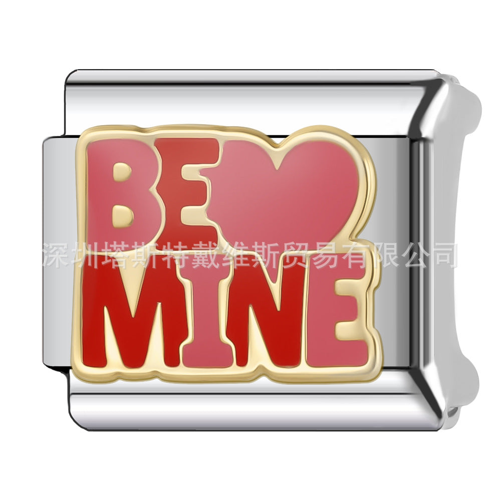 Wholesale Stainless Steel Electroplated Italian Alphabet Modular Bracelet Charm Set DIY Jewelry Accessory