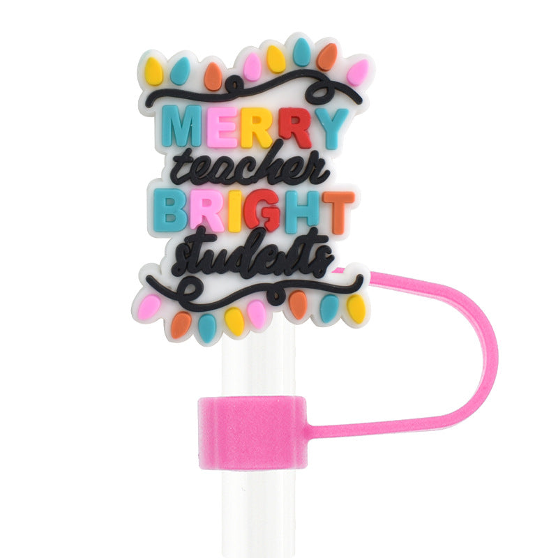 Wholesale Random 100pcs Christmas 10mm PVC Soft Straw Tube Cap ACC-SCR-RYY091