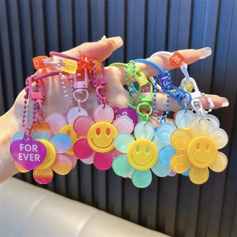 Wholesale Creative Acrylic Smiling Flower Keychain