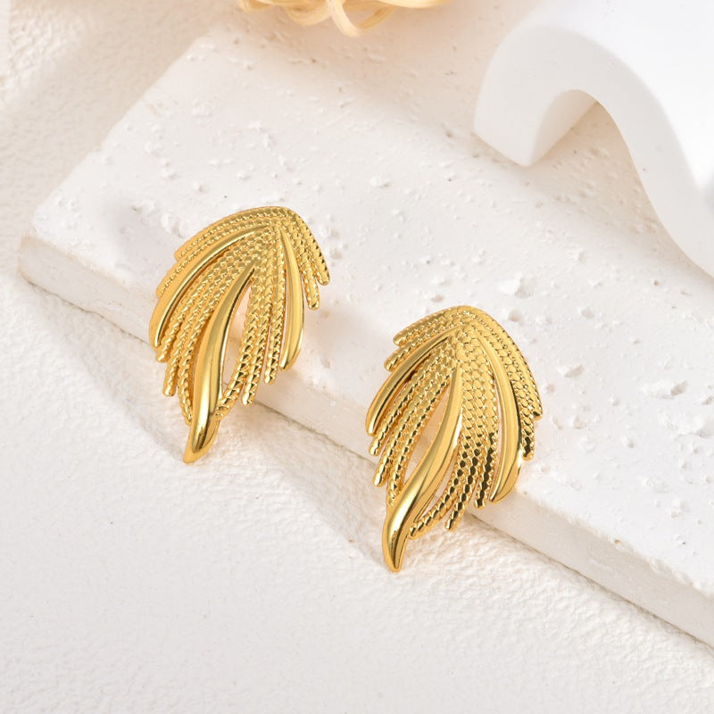 Wholesale 2PCS Stainless Steel Butterfly Fishtail Wing Earrings