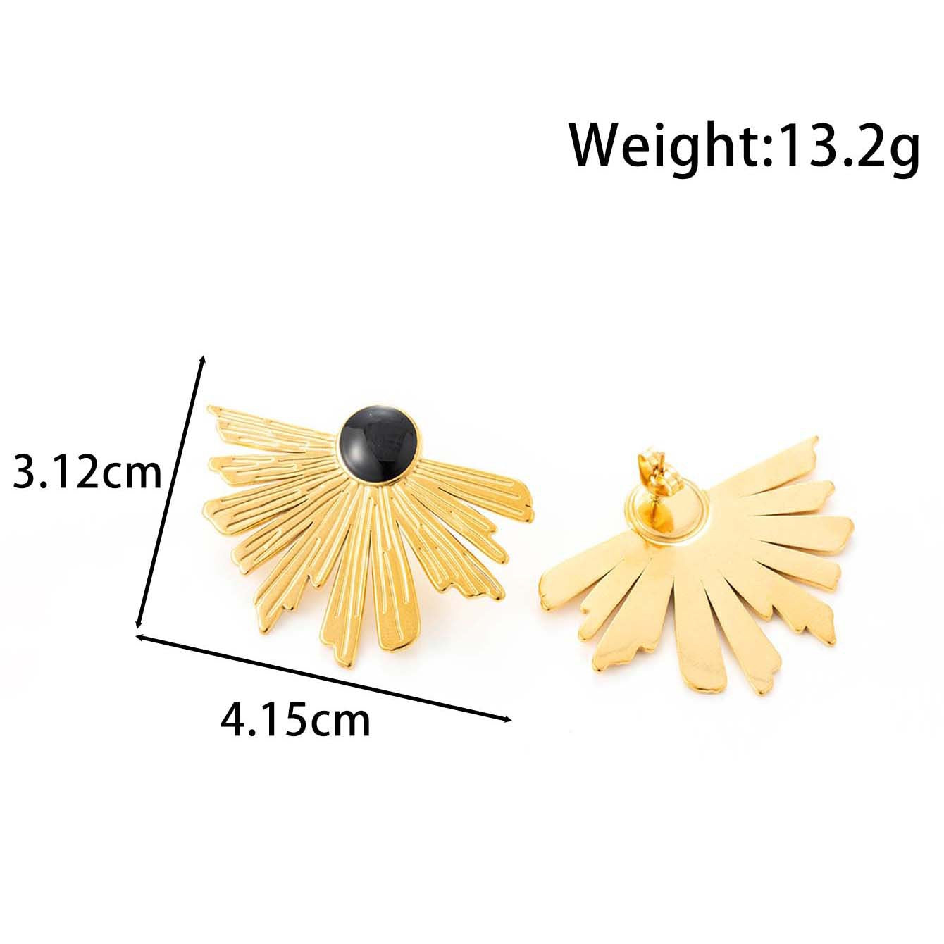 Wholesale  titanium steel irregular fan-shaped retro  earrings