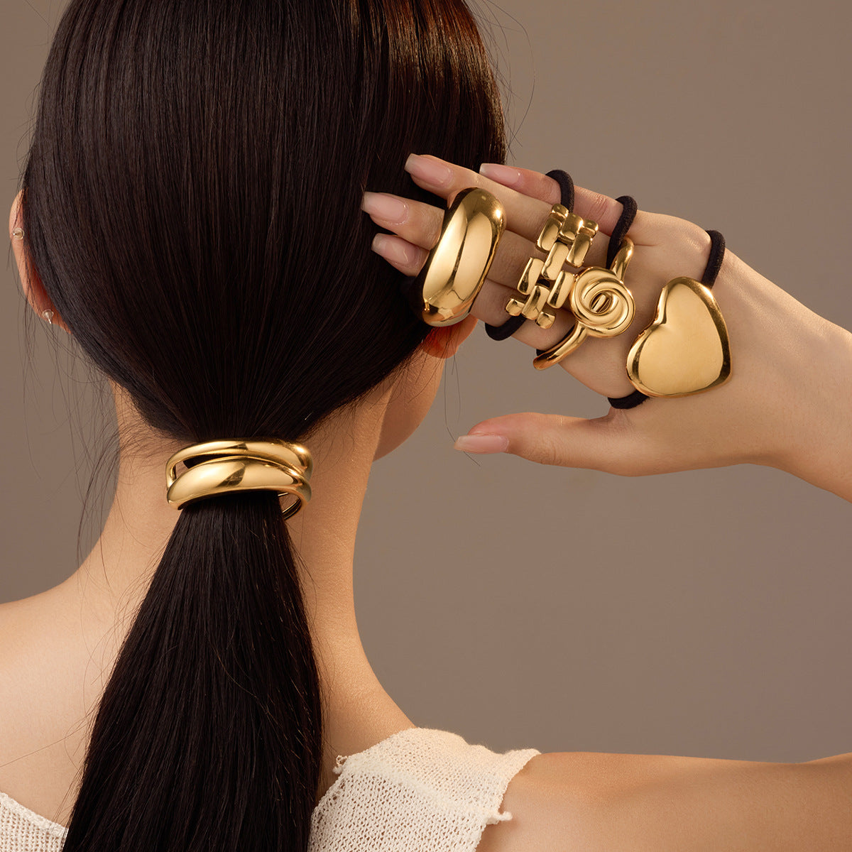 Wholesale  geometric stainless steel high elastic head rope hair scrunchies