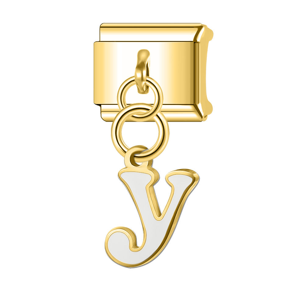 Wholesale Italian Charm Bracelet 9mm DIY Splicing Gold Letter Pendant Stainless Steel Composable Bracelet