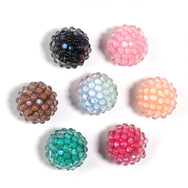 Wholesale 20pcs Aurora Mermaid Beads Diamond Balls Acrylic Beads Through Hole Beads Jewelry Accessories ACC-BDS-BLG034
