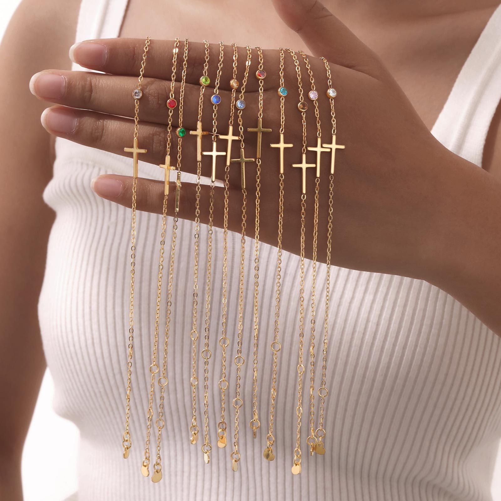 Wholesale Stainless Steel Gold Cross Birthstone Bracelet For Women Fashion Jewelry Accessory For Everyday Wear