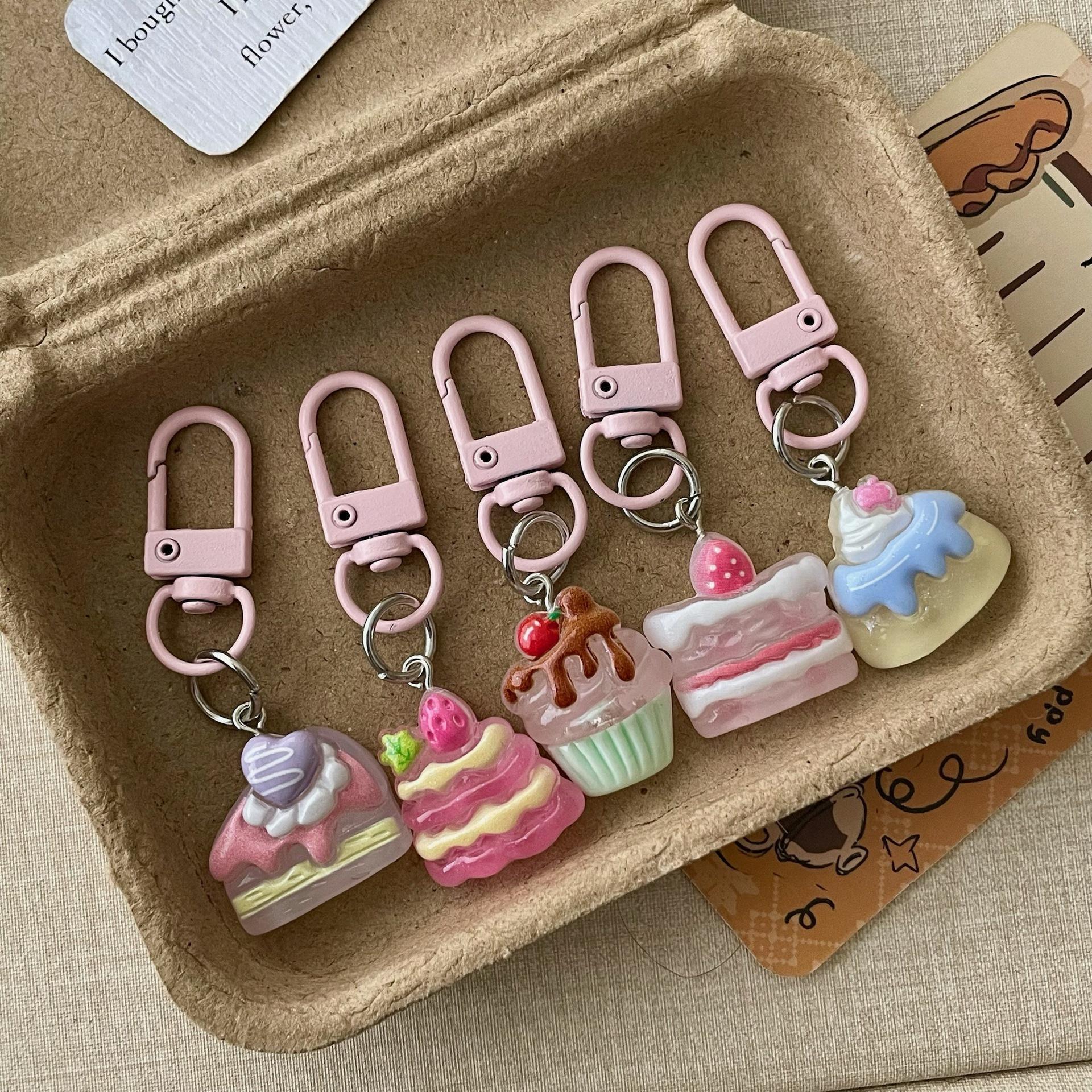 Wholesale Transparent Cake Dessert Keychain Resin Bag Charm for Fashion Boutique Resale