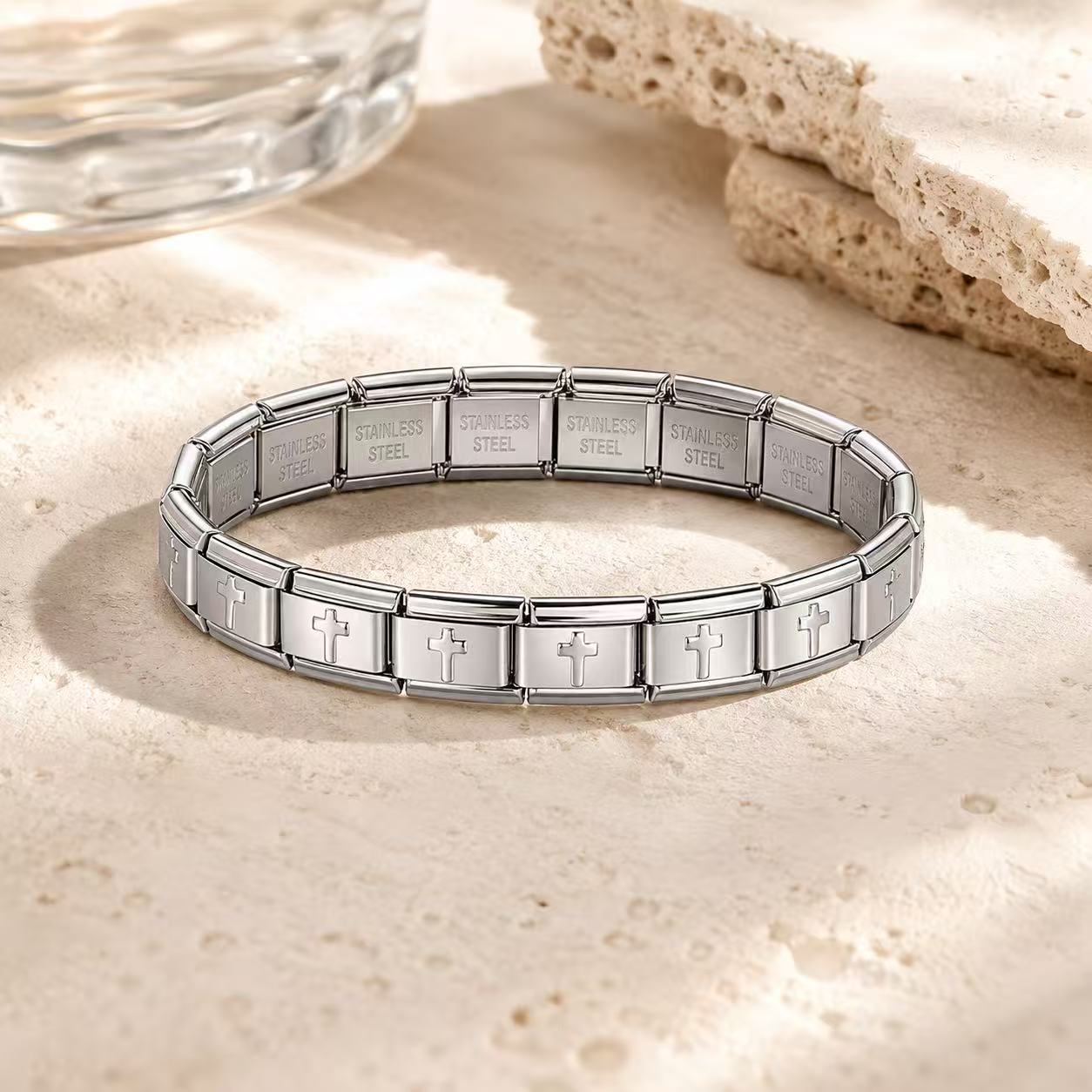 Wholesale Modern Italian Modular Stainless Steel Elastic Bracelet Unisex DIY Jewelry Accessory For Everyday Wear And Resale
