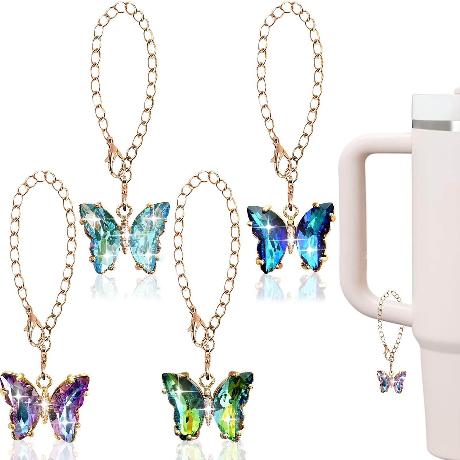 Wholesale Gradient Color Butterfly Chain 40oz Cup Pendant Cup Accessories ACC-CA-KeSheng001
