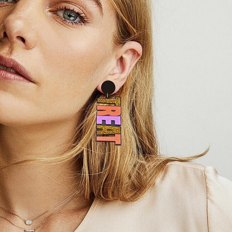 Wholesale Halloween Asymmetric Glitter Letter Horror Pumpkin Knife Ghost Skull Skeleton Spider Acrylic Exaggerated Earrings