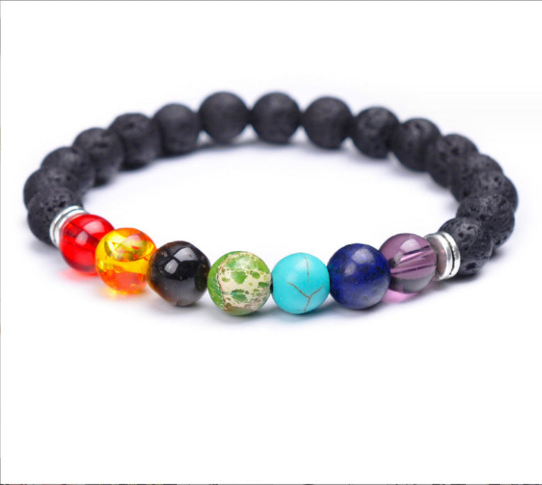 Wholesale Lava Volcanic Stone Leather Colorful Natural Stone Bracelet ACC-BT-Ceya003