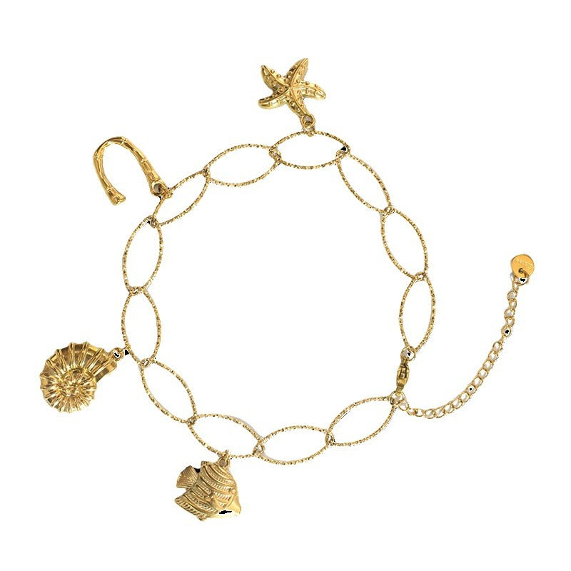 Wholesale Stainless Steel 18K Gold Plated Anklets ACC-AS-YuHui004